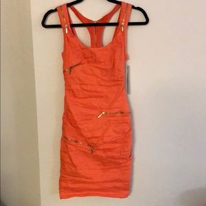 Nicole Miller Orange Zipper Dress